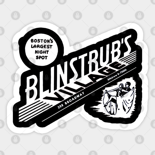 Binstrub's Village Boston, Massachusetts - Blinnies Sticker by EphemeraKiosk